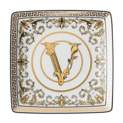 Versace Virtus Gala White Canape Dish 4 3/4 in Square