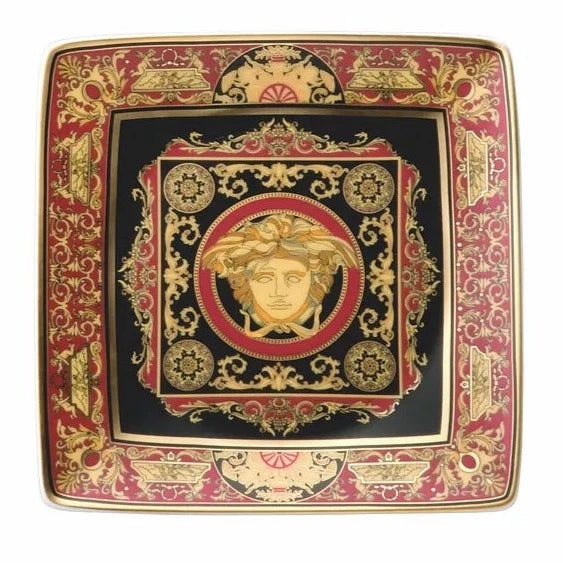 Versace Medusa Red Canape Dish 4 3/4 in Square