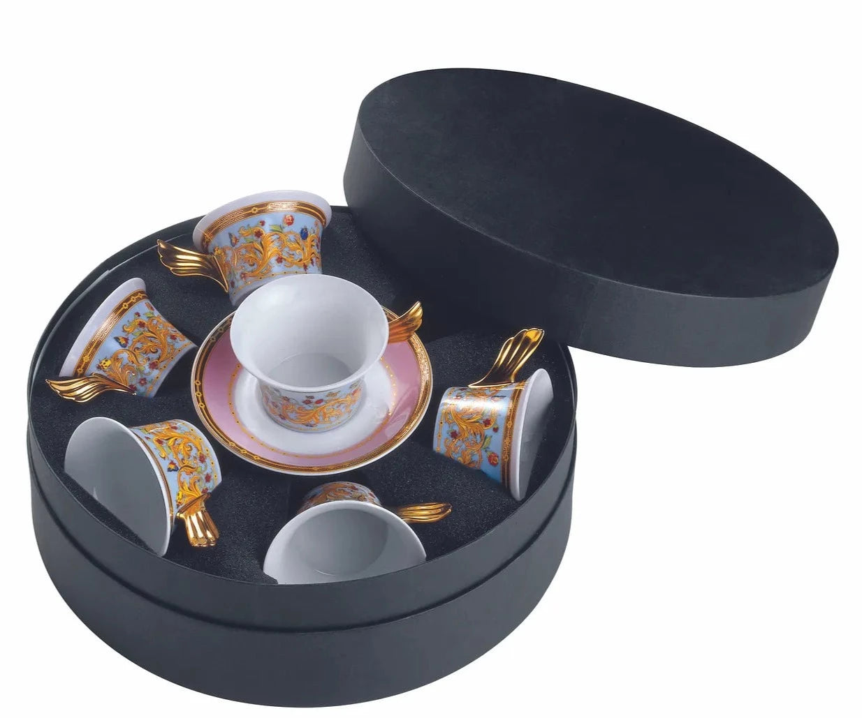 Versace Butterfly Garden Tea Cup & Saucer Set/Six Round Hat Box