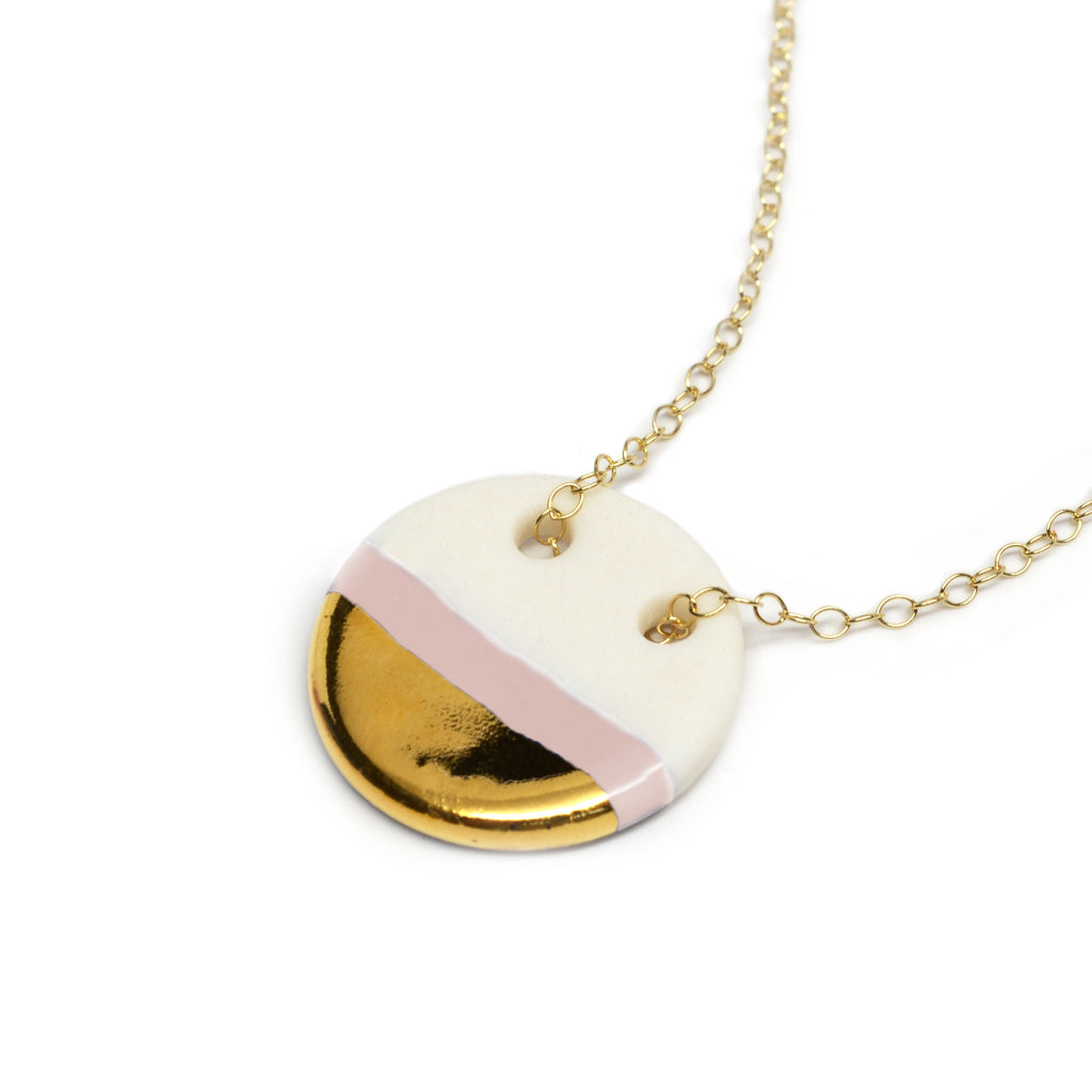 Ash Circle Necklace in Blush Pink