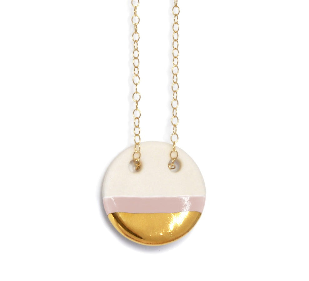 Ash Circle Necklace in Blush Pink