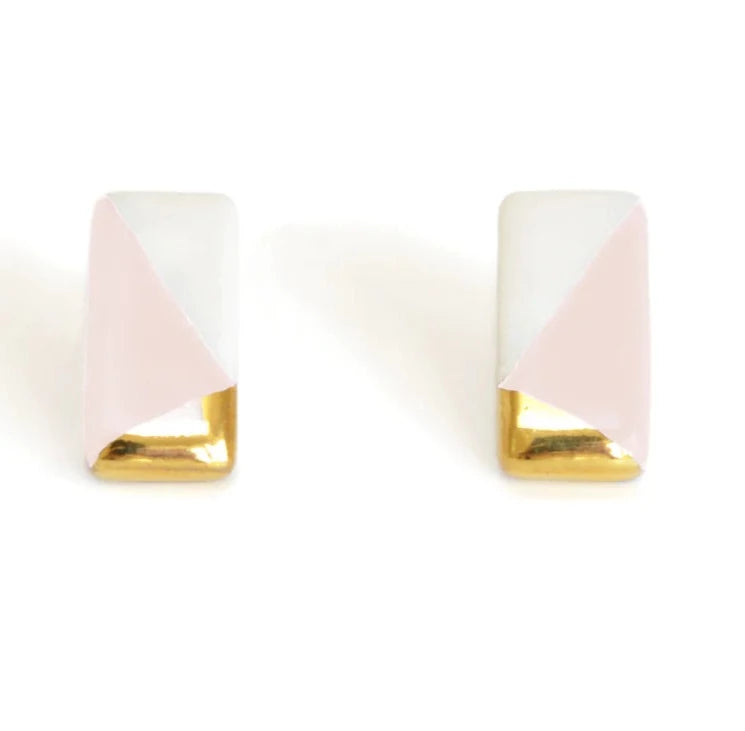 Ash Petite Pink Rectangle Studs
