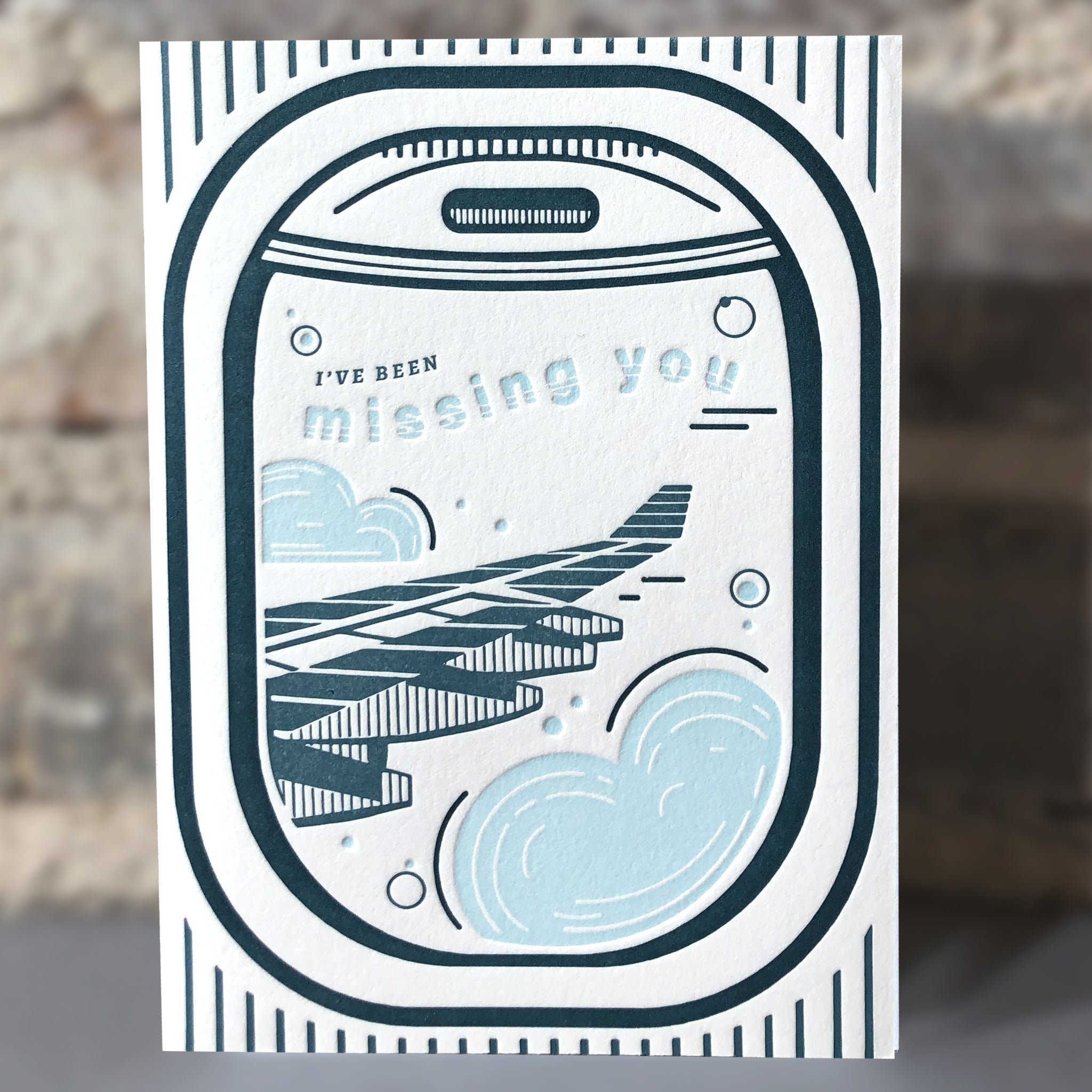 I've Been Missing You Airplane Letterpress Card