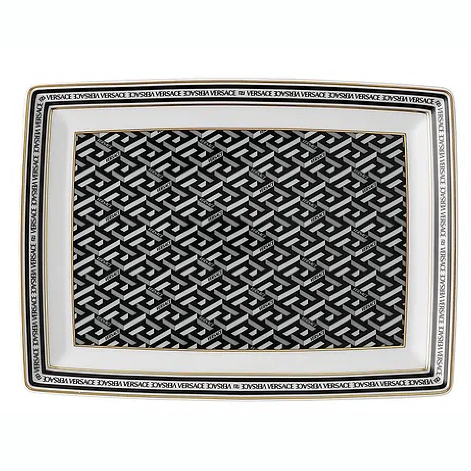 Versace La Greca Signature Black Letter Tray 7 in