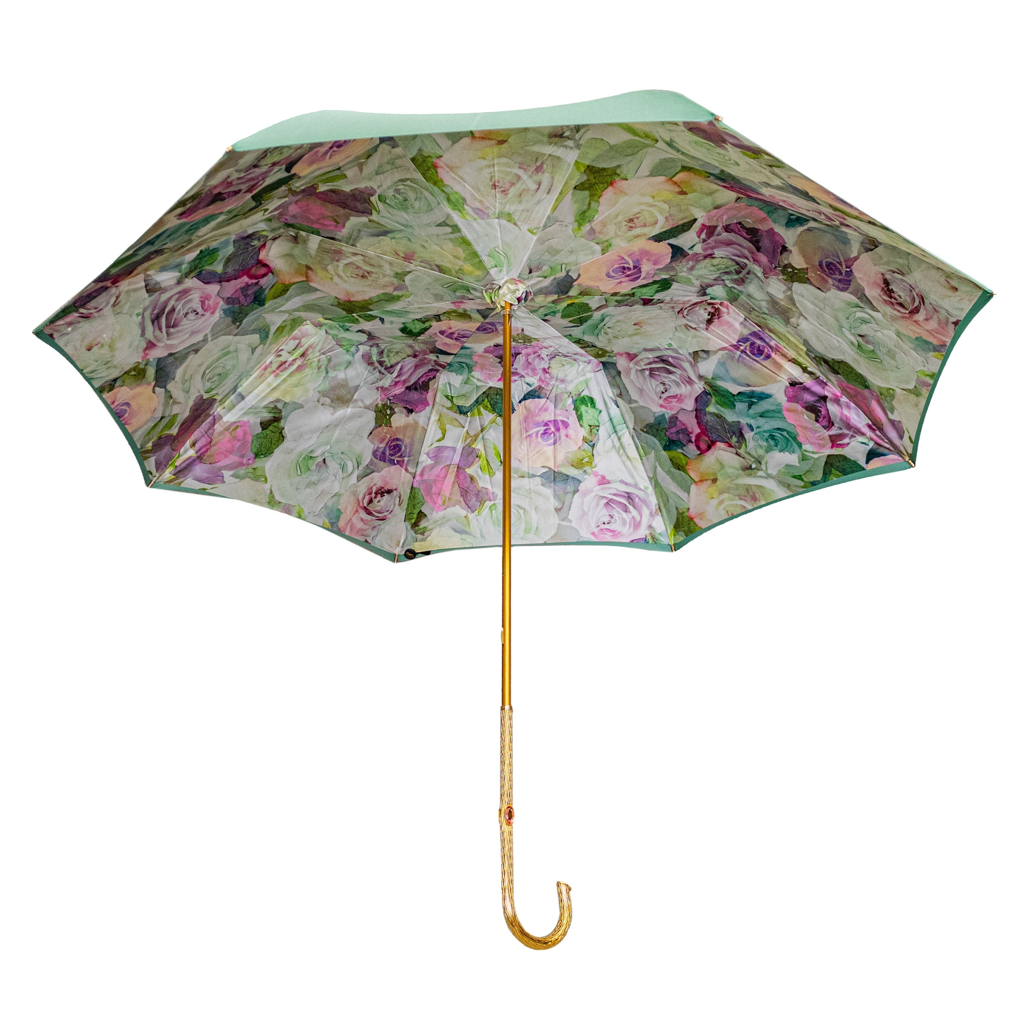 Pasotti Light Green Flowered Double Umbrella