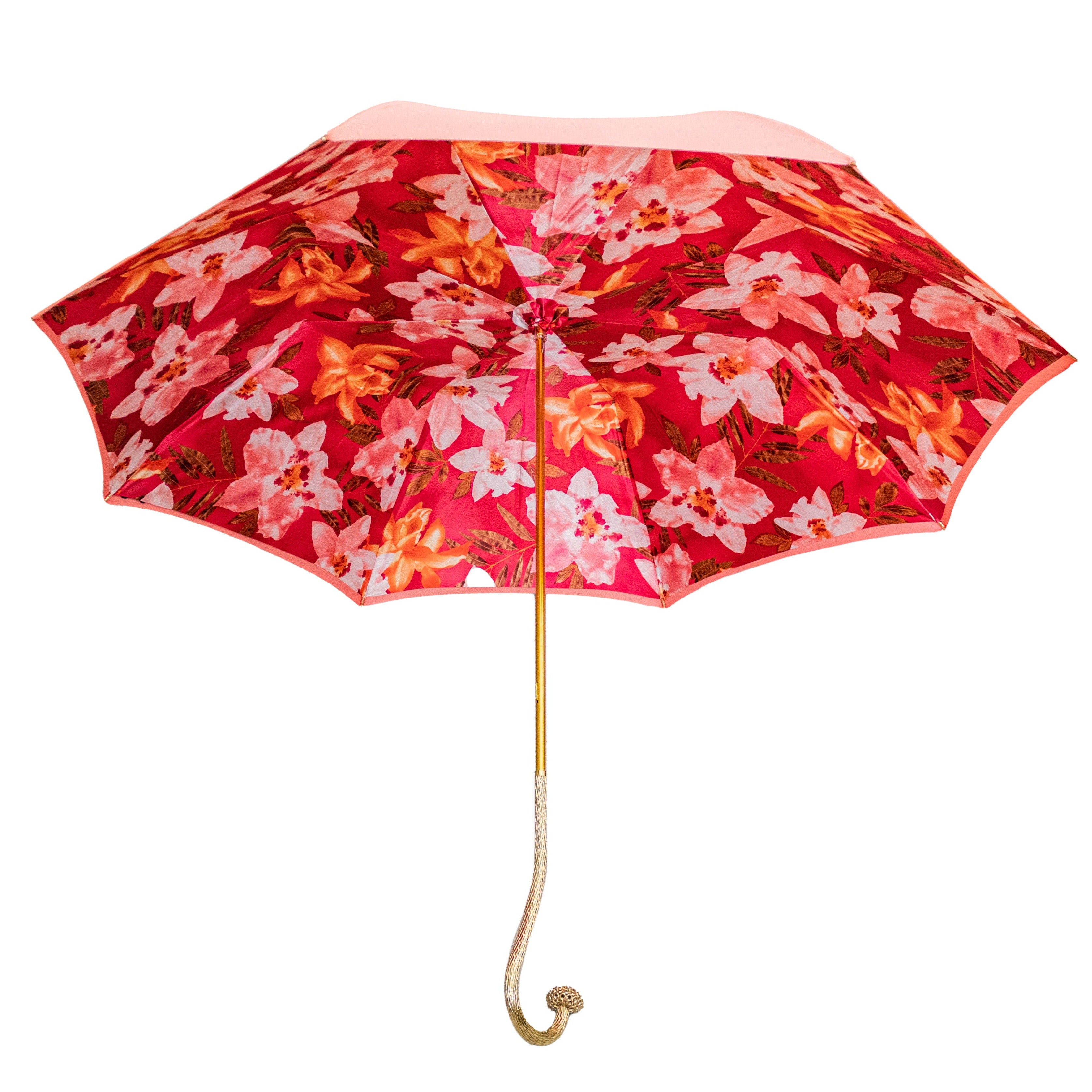 Pasotti Pink Flowered Double Umbrella