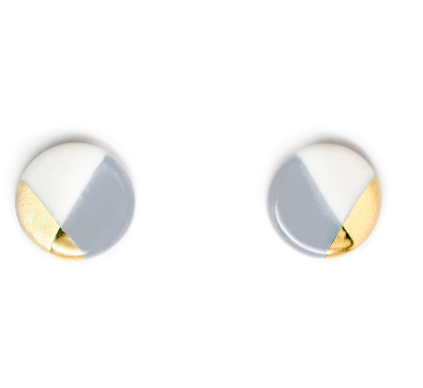 Ash Petite Circle Stud Earrings in Gray