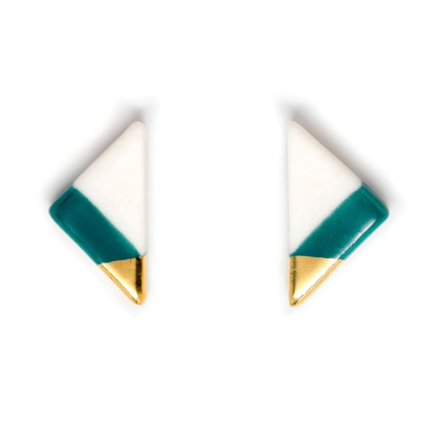 Ash Vertical Triangle Studs in Teal