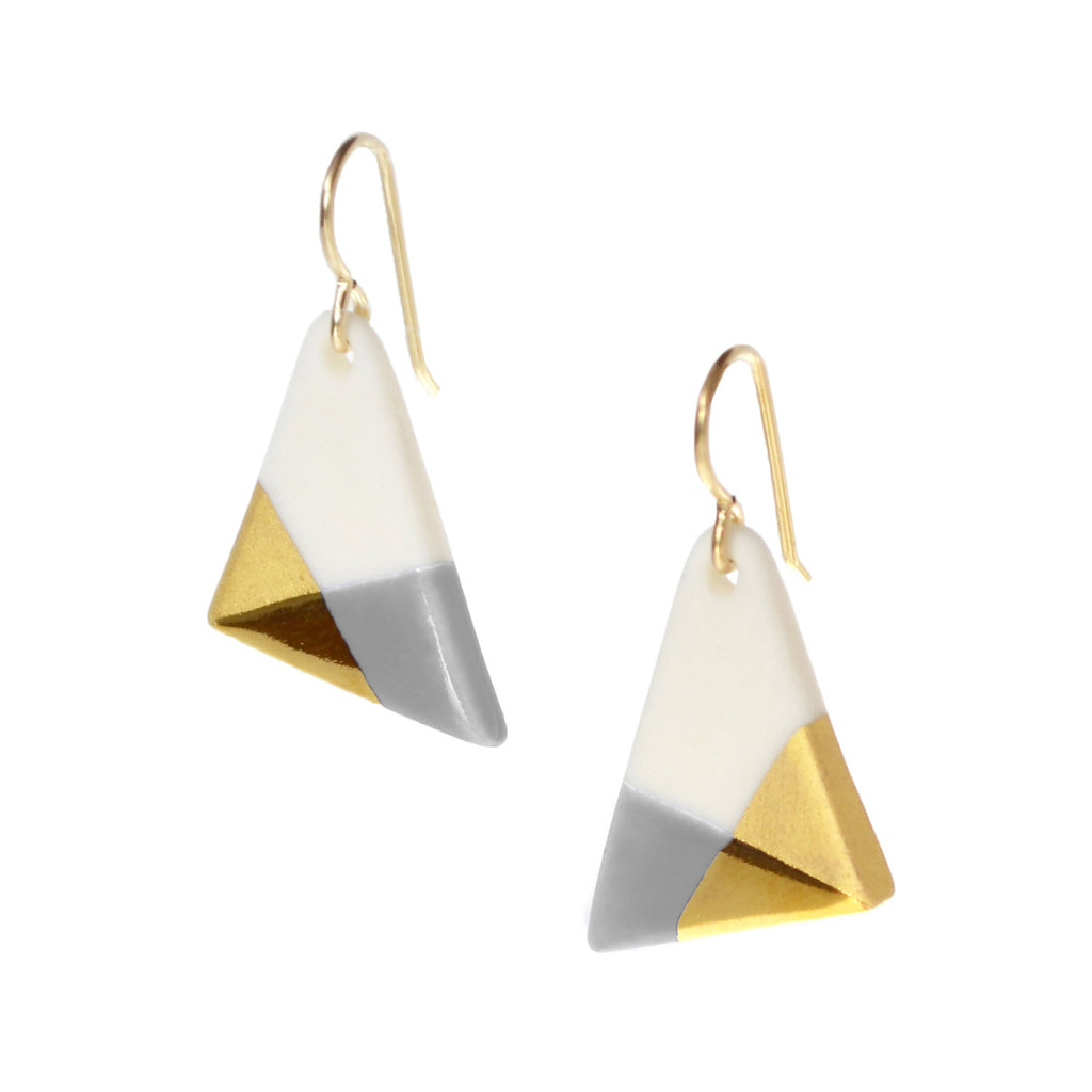 Ash Triangle Dangle Earrings in Gray
