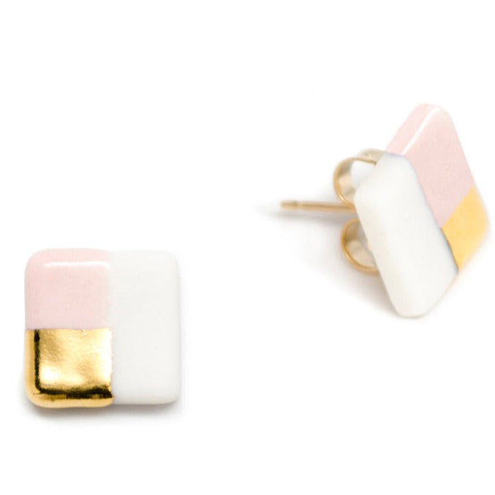 Ash Petite Pink Square Studs