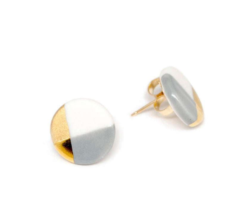 Ash Petite Circle Stud Earrings in Gray