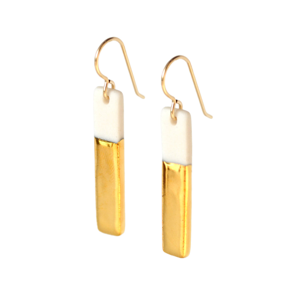 Ash Skinny Gold Bar Earrings