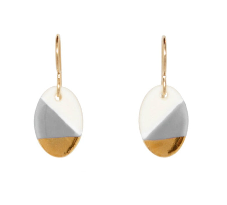 Ash Oval Dangle Earrings in Grey