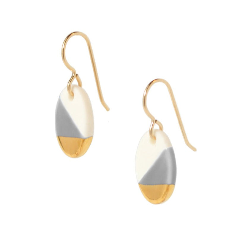Ash Oval Dangle Earrings in Grey