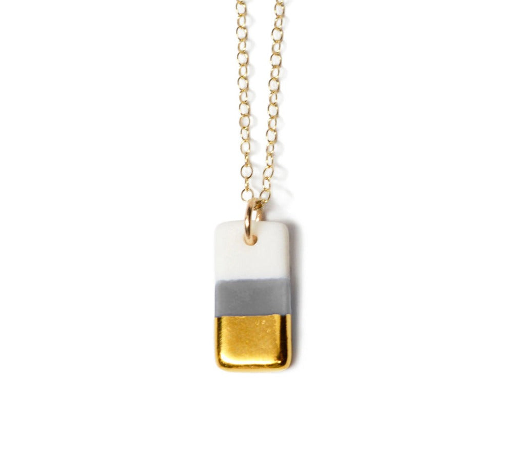Ash Tiny Gray Rectangle Necklace