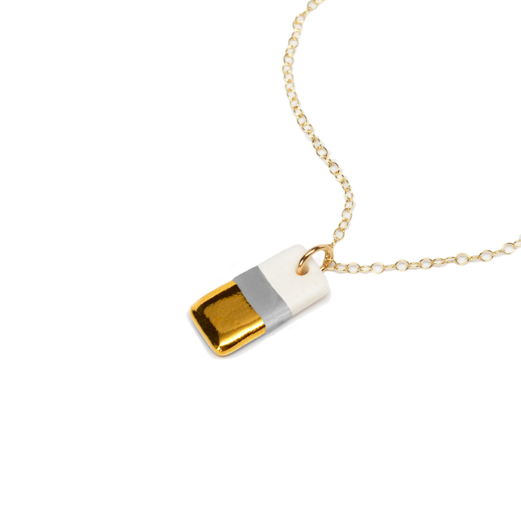 Ash Tiny Gray Rectangle Necklace