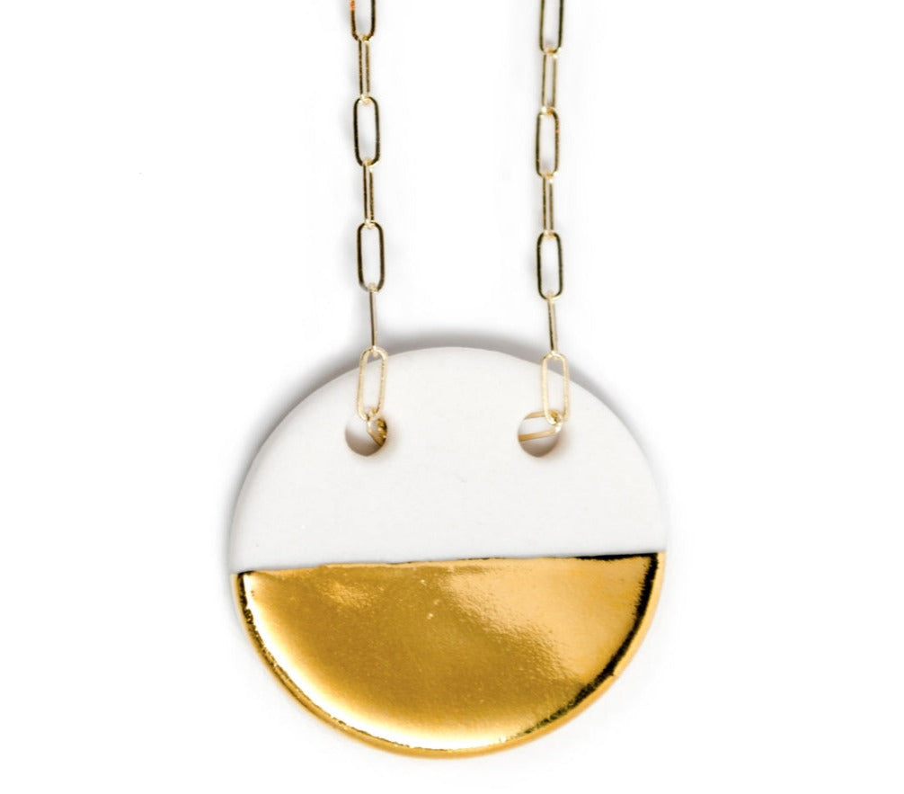 Ash Large Circle Necklace in Gold 22" Chain