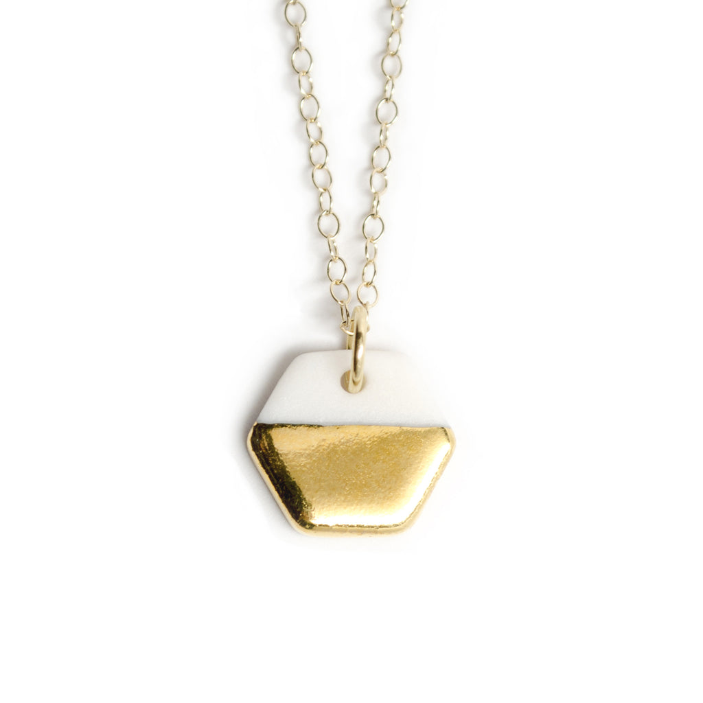 Ash Tiny Gold Hexagon Necklace