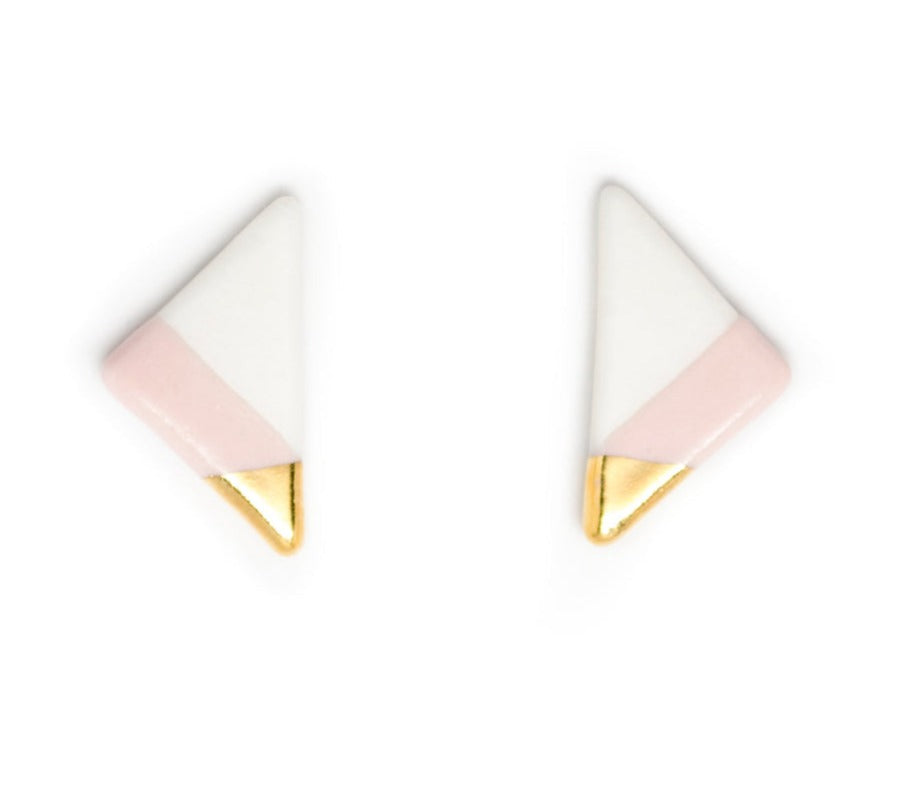 Ash Vertical Triangle Studs in Pink