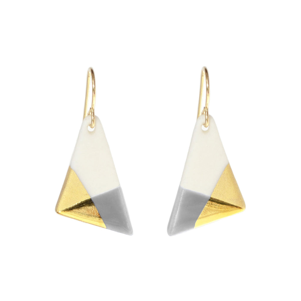 Ash Triangle Dangle Earrings in Gray