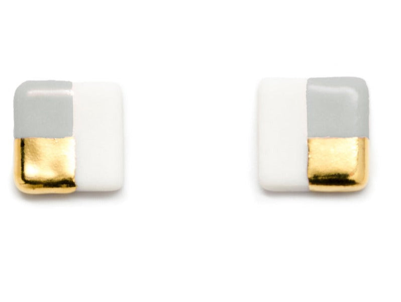 Ash Petite Gray Square Studs