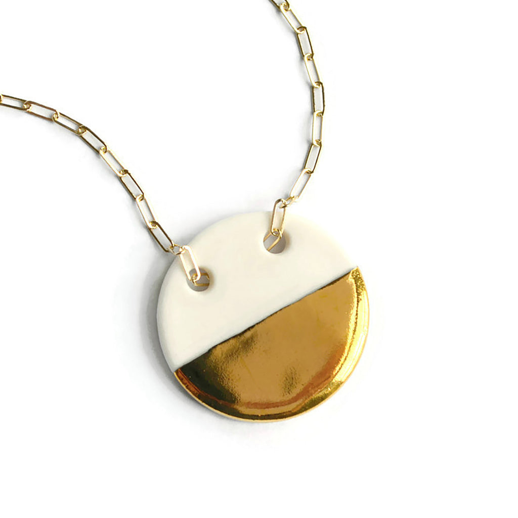 Ash Large Circle Necklace in Gold 22" Chain