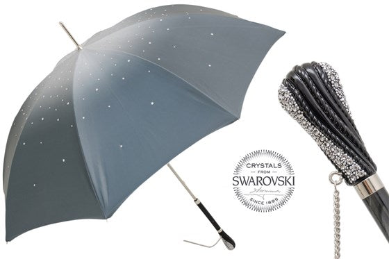 Pasotti Grey Swarovski Umbrella - Double Cloth