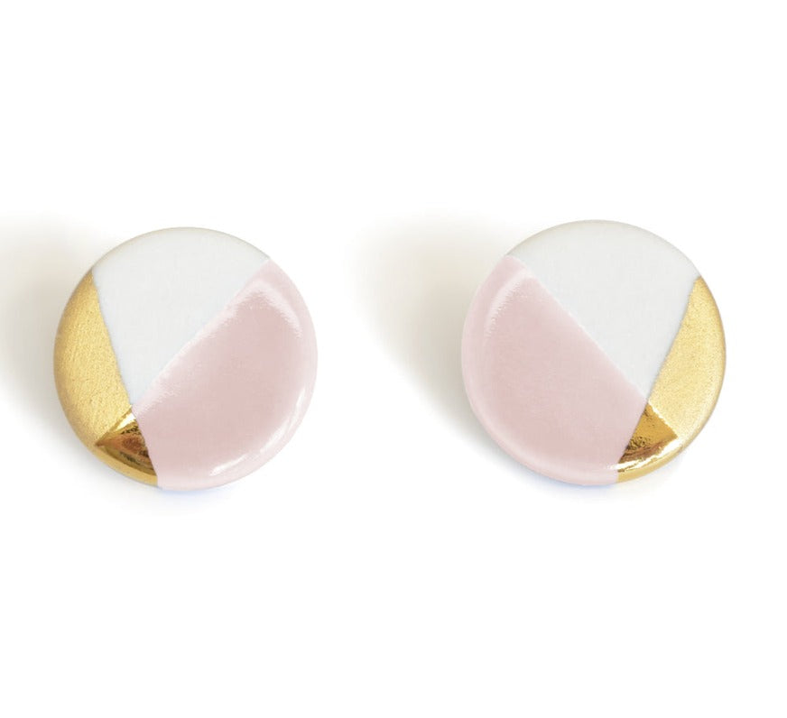 Ash Blush Pink Modern Circle Studs