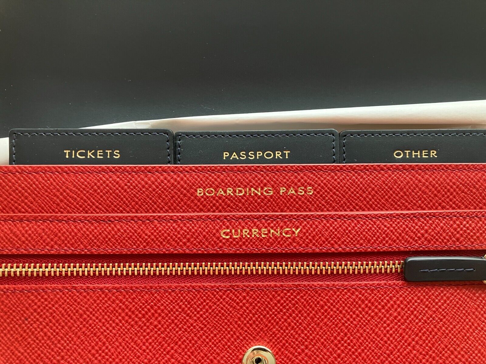 Smythson Red Textured Travel Wallet