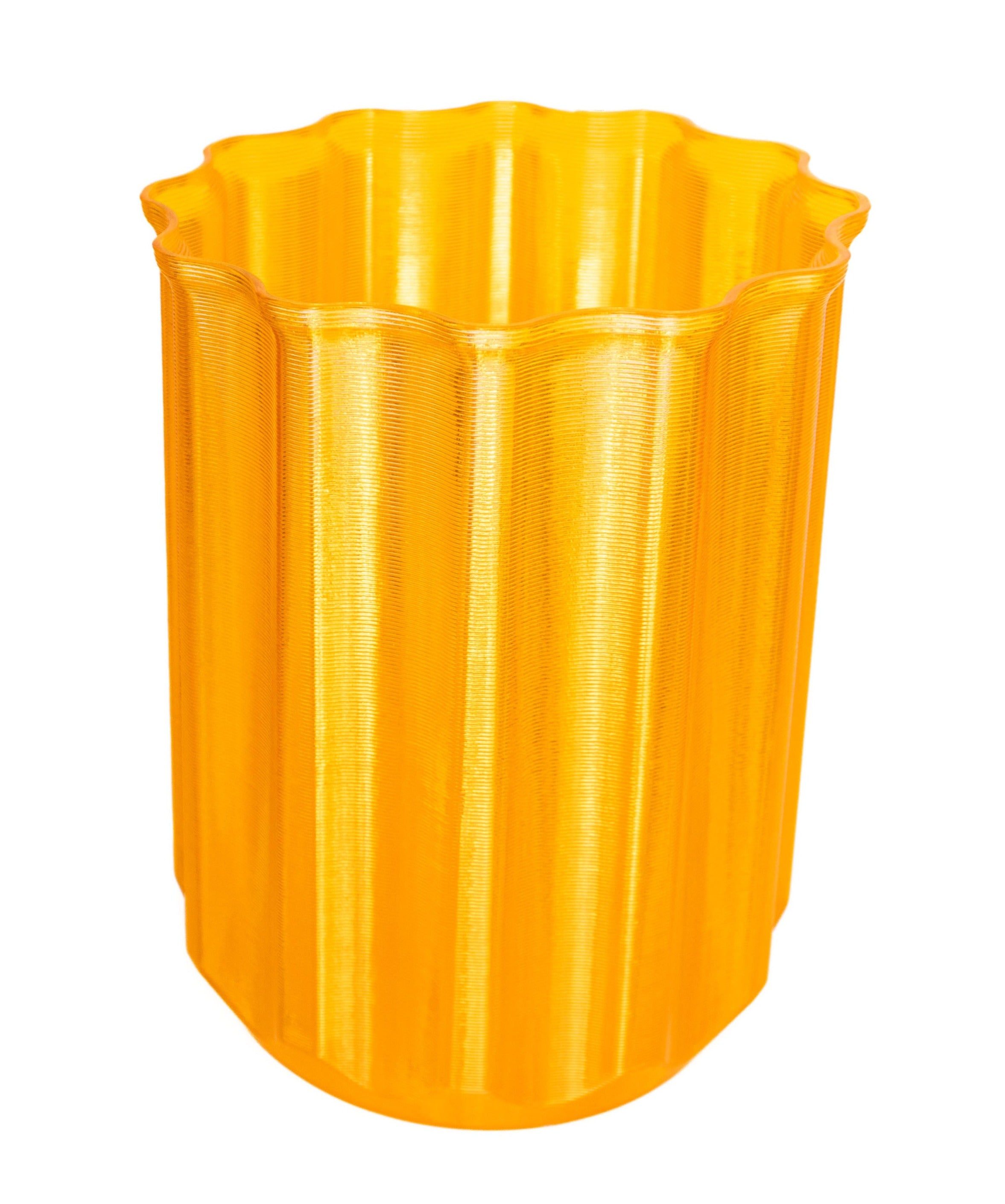 3D Waste basket Semi-Transparent Yellow Floral