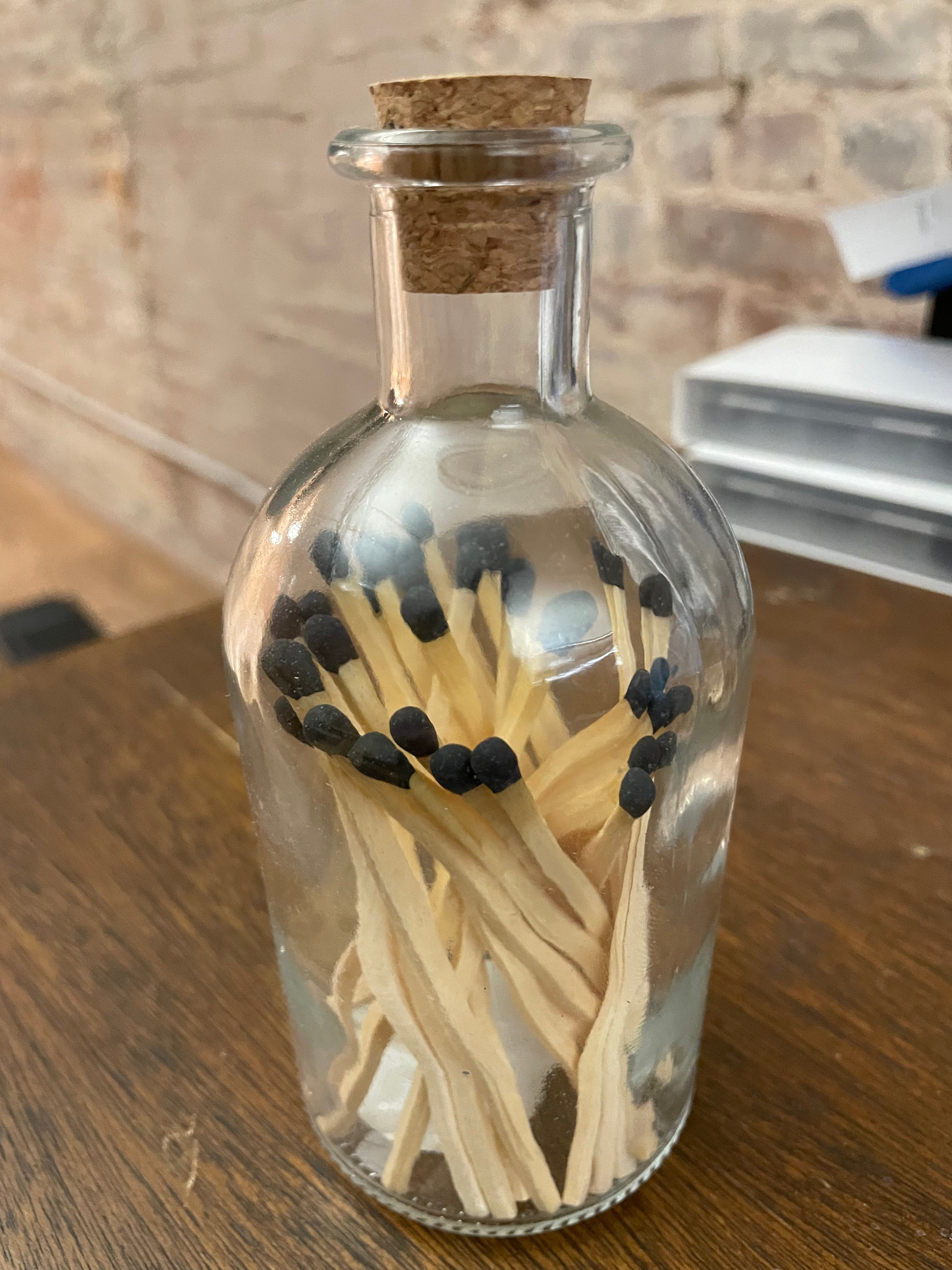 Long Matches in Corked Apothecary Jar Black - Decree Co. 