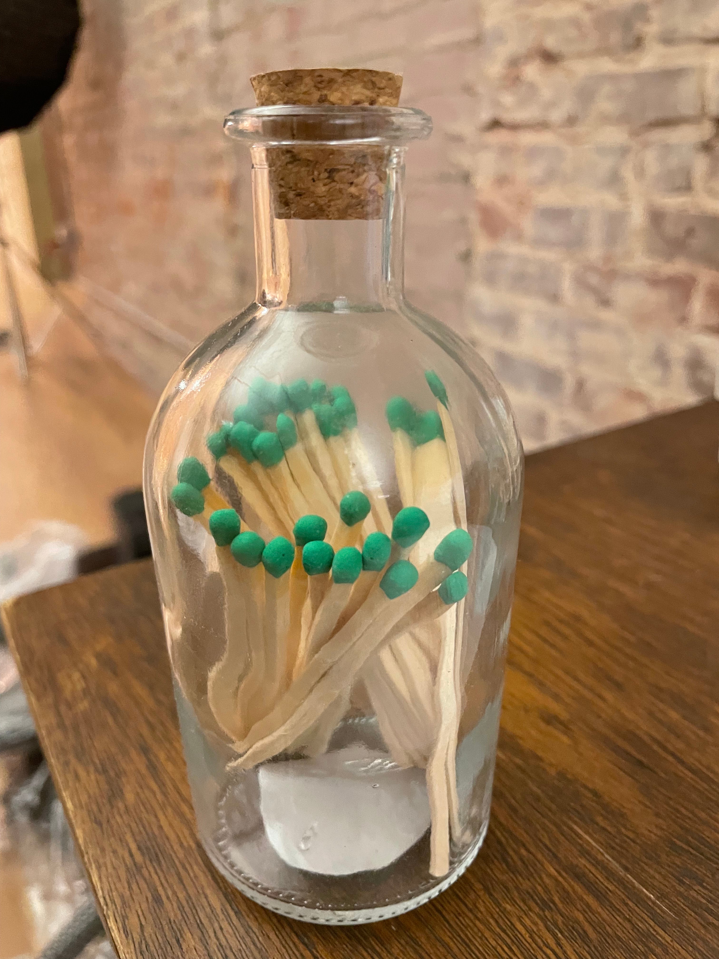 Long Matches in Corked Apothecary Jar Green - Decree Co. 