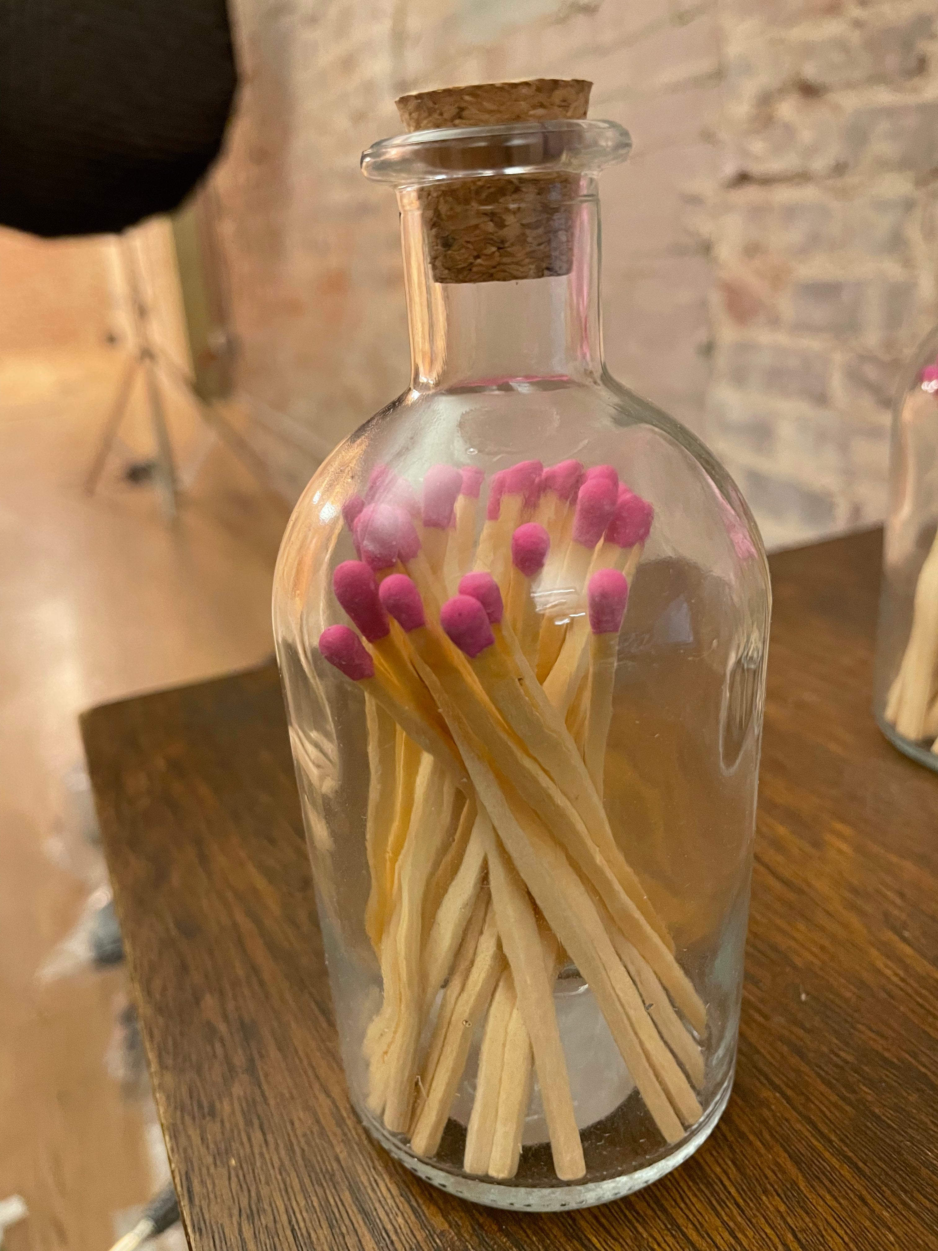 Long Matches in Corked Apothecary Jar Magenta - Decree Co. 